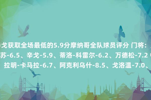 辛戈获取全场最低的5.9分摩纳哥全队球员评分 门将：库恩-7.9 后卫：萨利苏-6.5、辛戈-5.9、蒂洛-科雷尔-6.2、万德松-7.2 中场：马加萨-7.4、拉明-卡马拉-6.7、阿克利乌什-8.5、戈洛温-7.0、马塔佐-6.3 时尚：恩博洛-7.9、伊莱尼赫纳-6.5、南野拓实-6.5、本-萨吉尔-7.0巴黎圣日耳曼全队球员评分 门将：萨福诺夫-6.6、多纳鲁马-7.3 后卫：威廉-帕乔-
