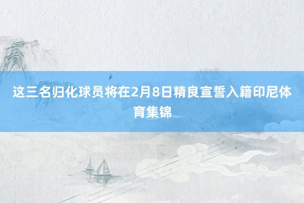 这三名归化球员将在2月8日精良宣誓入籍印尼体育集锦