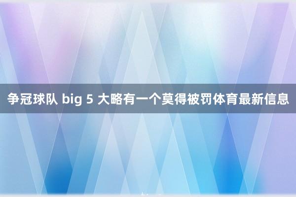 争冠球队 big 5 大略有一个莫得被罚体育最新信息