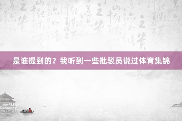 是谁提到的？我听到一些批驳员说过体育集锦
