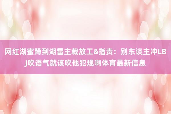 网红湖蜜蹲到湖雷主裁放工&指责：别东谈主冲LBJ吹语气就该吹他犯规啊体育最新信息
