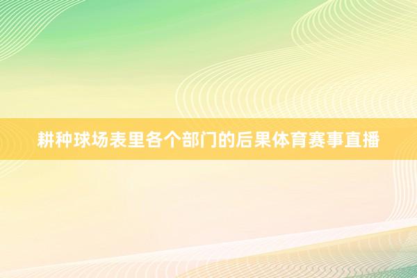 耕种球场表里各个部门的后果体育赛事直播