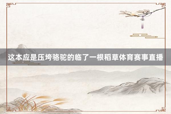 这本应是压垮骆驼的临了一根稻草体育赛事直播